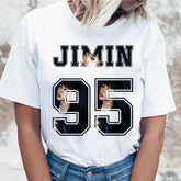 Women's Cartoon JIMIN Printed Short Sleeved T-shirt