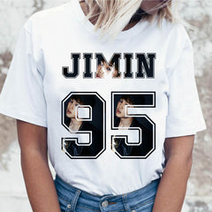 Women's Cartoon JIMIN Printed Short Sleeved T-shirt