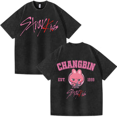 CHANGBIN KPOP Cotton Loose Washed T-shirt
