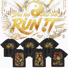SKZ World Tour Run It Printed Washed T-shirt