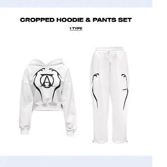 KPOP Cropped Hoodie Pants Set