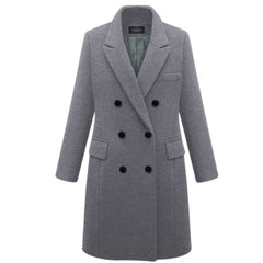 Women's Long Double-breasted Woolen Jacket