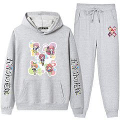 Casual Anime Graphic Print Hoodie Sweatpants Suit