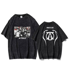 Trendy KPOP Logo Washed T-shirt