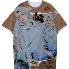 KPOP Graphic Digital Print Short Sleeve T-Shirt