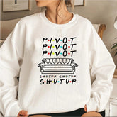Women's Friends Pivot Print Round Neck Pullover Sweatshirt