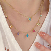 Vintage Four-leaf Clover Necklace Stud Earrings