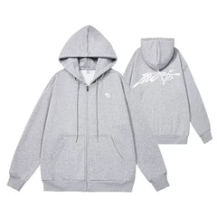 YUNA YEJI Motto Loose Zipper Hoodie