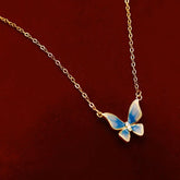 S925 Silver Gradient Blue Butterfly Necklace