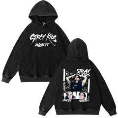 Vintage SKZ RUN IT Washed Hoodie Top