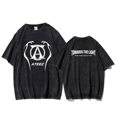 Trendy KPOP Logo Washed T-shirt