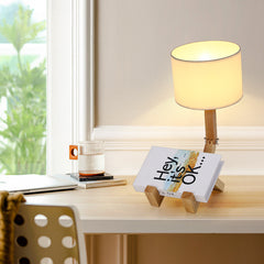 Creative Solid Wood Robot Desk Lamp