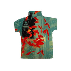 Y2k Style Goldfish Print Semi-turtleneck Slim-fit Stretch T-shirt