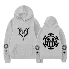 Casual Anime Logo Print Loose Hoodie