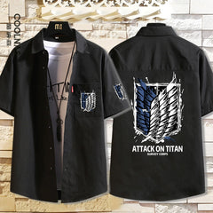 Men's Anime Survey Corps Short Sleeve Loose Shirt