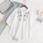 Ethnic Style Floral Embroidered Loose Shirt