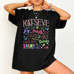 Katseye Graffiti Printed Short-sleeved T-shirt