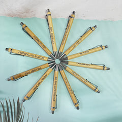 12 Inspirational Bamboo Ballpoint Pen Set