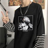 Dazai Anime Printed Fake Two-piece T-Shirt