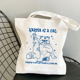 Taylor Karma Is A Cat Printed Canvas Bag