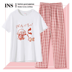 Cute Anime Cotton T-Shirt Pajamas Set