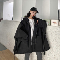 Korean Style Bat Sleeves Hooded Trench Coat