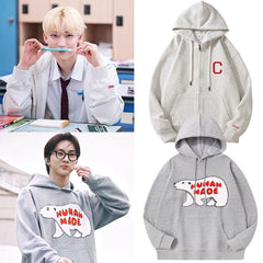 Casual Cartoon Graphic Cotton Zipper Hoodie