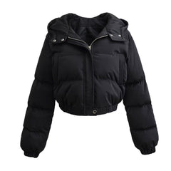Women's Pocket Zipper Hooded Warm Jacket