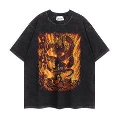 Trendy Anime Loose Washed Short-sleeved T-shirt