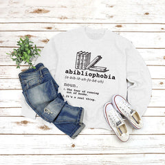 Abibliophobia Print Crew Neck Loose Sweatshirt