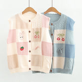 Strawberry Rabbit Embroidered Knitted Vest