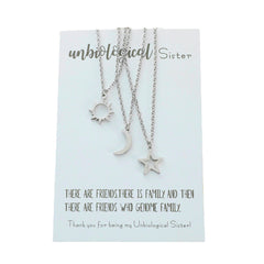 Sun Moon Star Stainless Steel Necklace