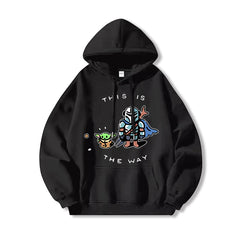 Mandalorian Cartoon Print Pullover Hoodie