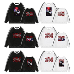 KARMA Album College Stripe Crew Neck Sweatshirt