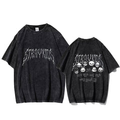 Vintage KPOP Cartoon Evil Doll Washed T-Shirt