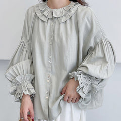 Retro Women's Double-layer Lace Collar Shirt
