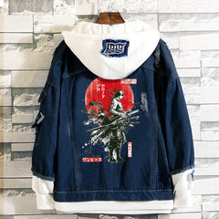Casual Fake Two-piece Zoro Printed Denim Jacket