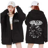 NJZ Bunnies Print Zipper Hoodie