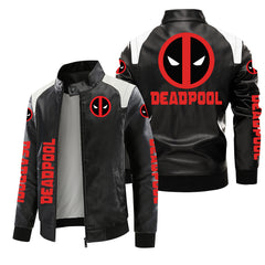 Men's DEADPOOL Logo Printed Leather Jacket