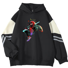 Unisex Trendy Color Block Spider Printed Loose Hoodie