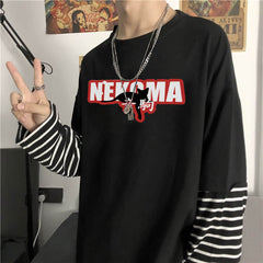 Unisex Nekoma Pullover Striped Long Sleeve T-shirt
