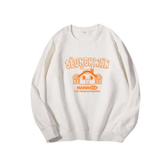 Cartoon Kpop Printed Round Neck Pullover Sweatshirt