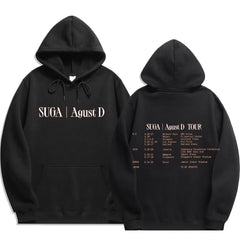 Unisex Kpop Letter Agust-d Print Pullover Hoodie