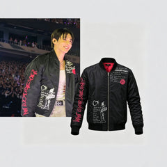 BANGTAN Printed Black Bomber Jacket