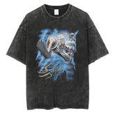 Trendy Anime Printed Short-sleeved Washed T-shirt