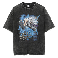 Trendy Anime Printed Short-sleeved Washed T-shirt