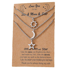 Sun Moon Star Stainless Steel Necklace