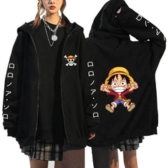 Casual Anime Printed Zipper Cardigan Hoodie