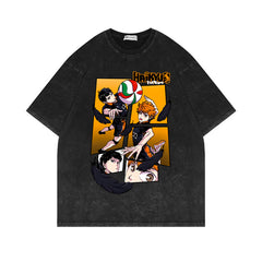 Retro Anime Cotton Washed Short-sleeved T-shirt