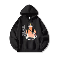 Casual Cartoon Anime Print Cotton Hoodie